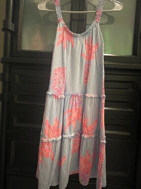 Lilly Pulitzer Blue & Pink Tiered A-Line Sundress